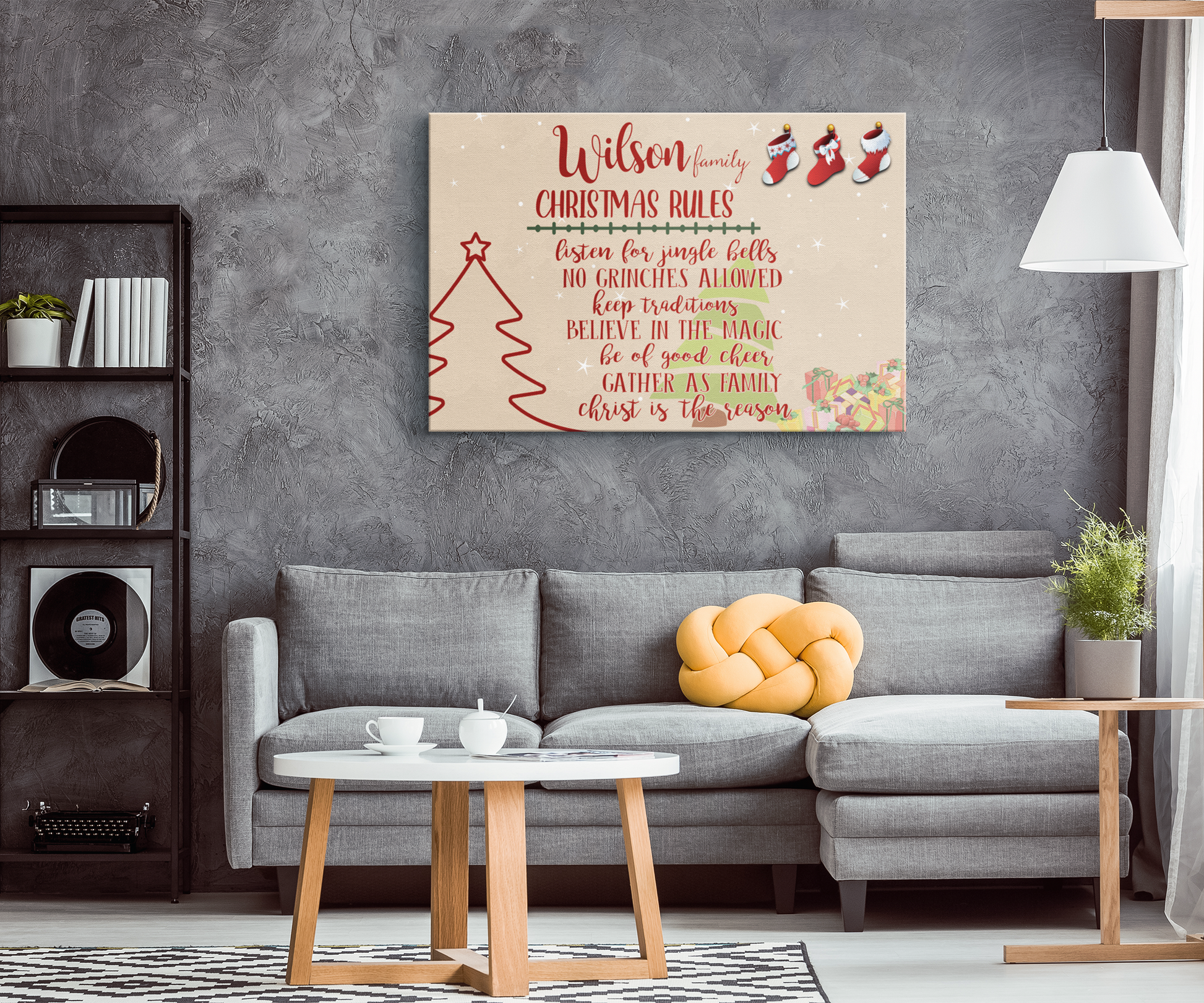 Family Christmas Rules - Personalized Wall Art Canvas - Touch Of Divine