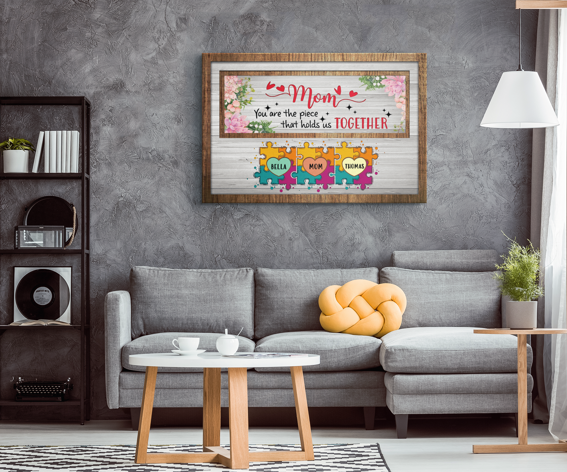 Mom You Are Piece That Holds Us Together | Personalized Framed Canvas Art - Touch Of Divine