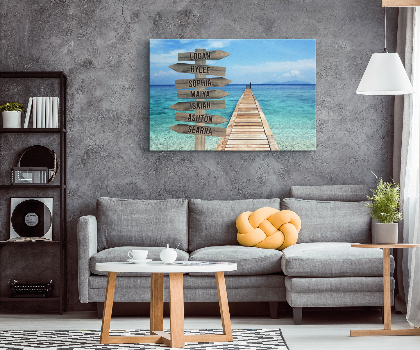 Beach Boardwalk Family Names Signpost Canvas Print | Personalized Framed Canvas Art - Touch Of Divine